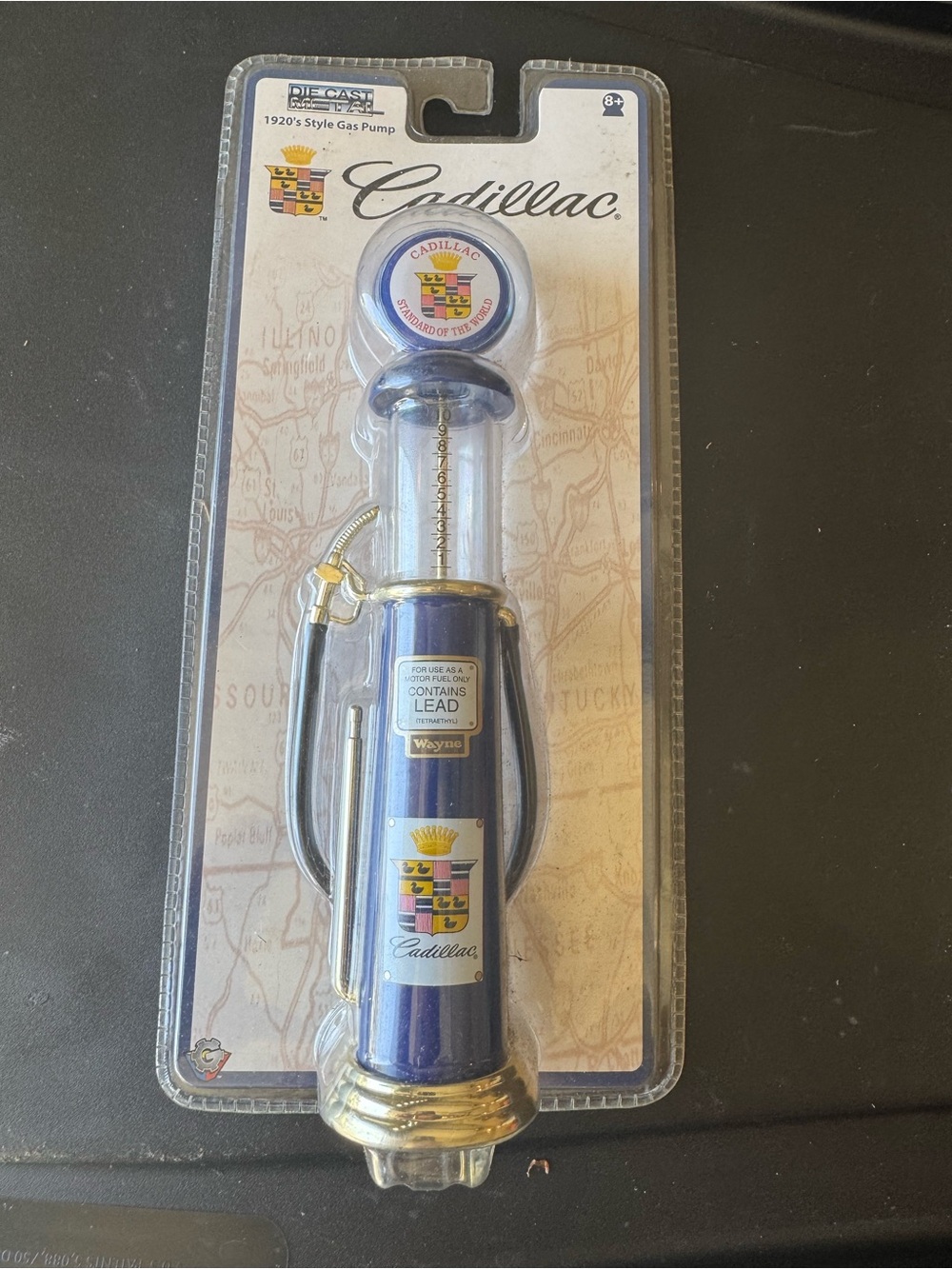 Blue Die-Cast 1920s Style Gas Pump Cadillac 8” Brand New.